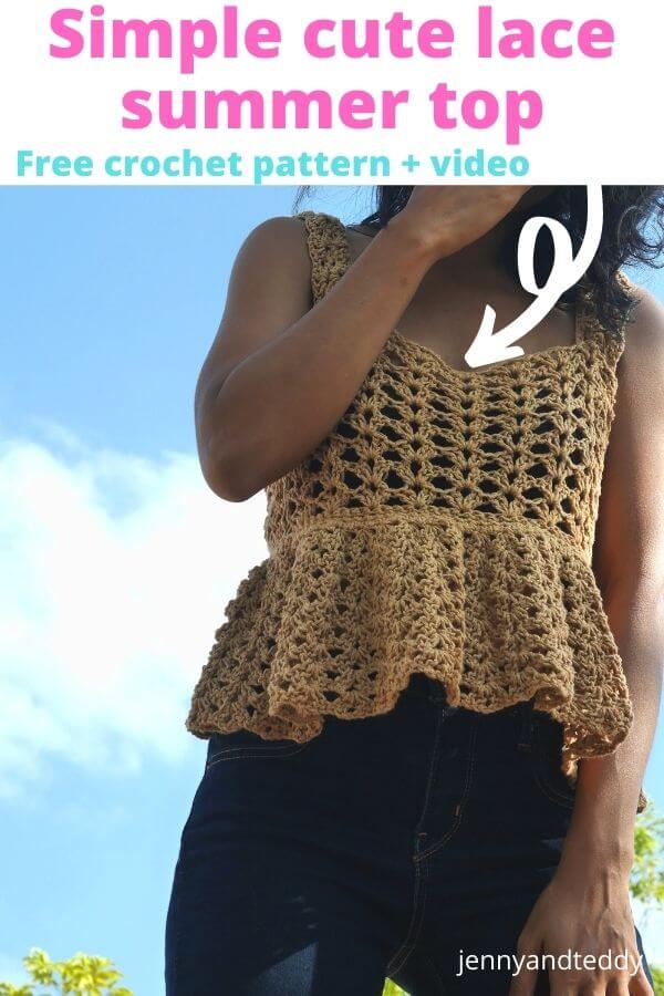 Jessy simply cute crochet lace summer top free pattern - Jenny & Teddy