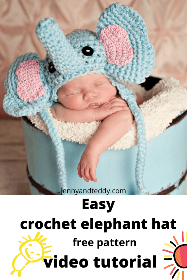  elephant crochet baby hat free pattern witth video tutorial