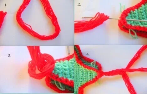 How to add tie to the earflap crochet hat