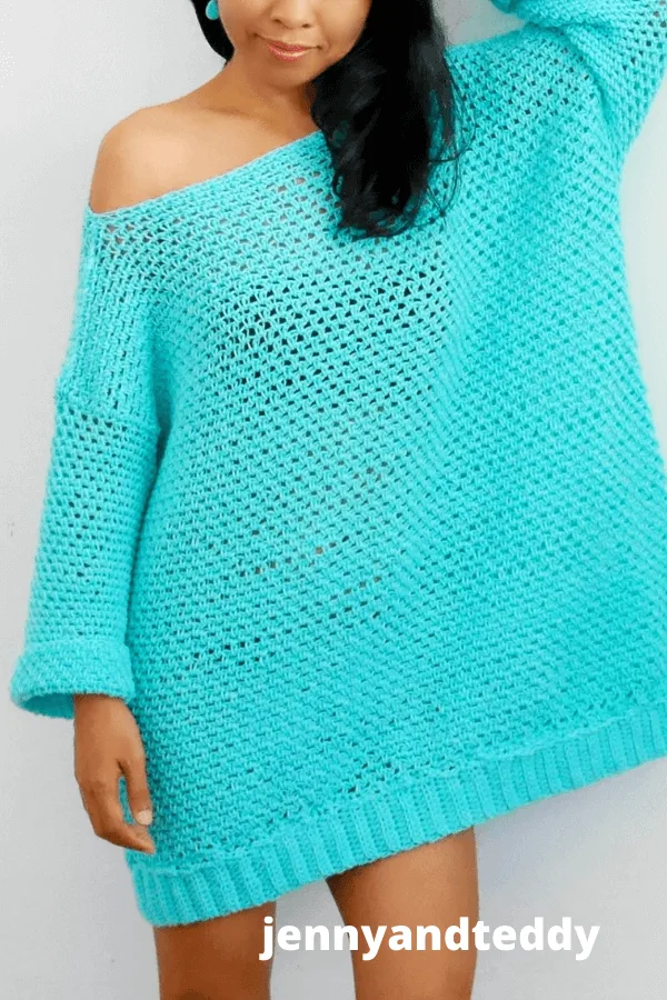 easy crochet knit look sweater dress free pattern.