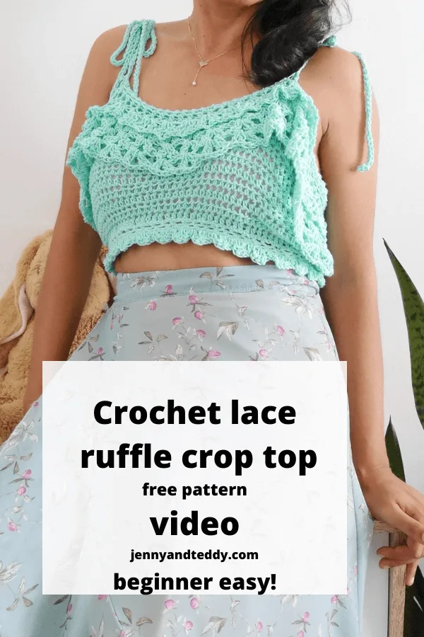 Easy crochet lace ruffle top pattern - Jenny & Teddy