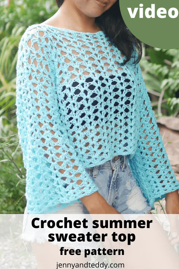 Easy summer crochet sweater pattern free video tutorial-jennyandteddy