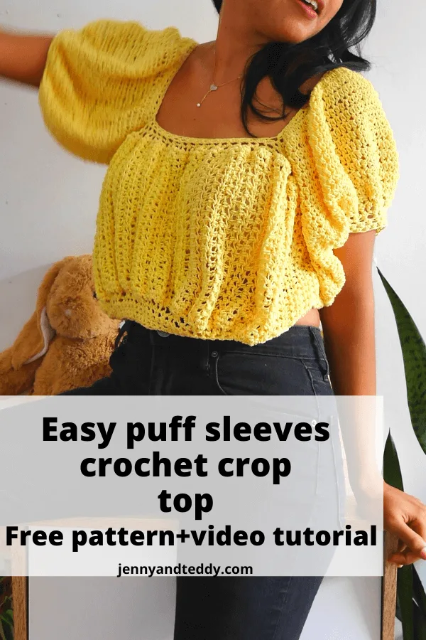 Easy puff sleeves crochet crop top - Jenny & Teddy