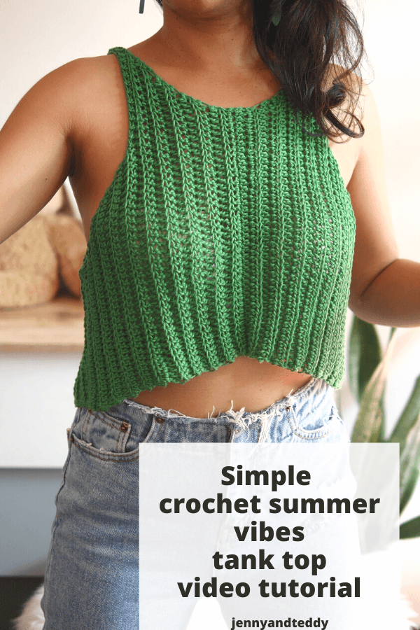 simple crochet summer vibes tank top free patten with video tutorial.