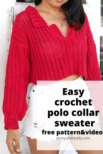 simple crochet polo collared sweater free pattern
