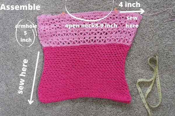 Assemble this simple colorblock crochet sweater top.