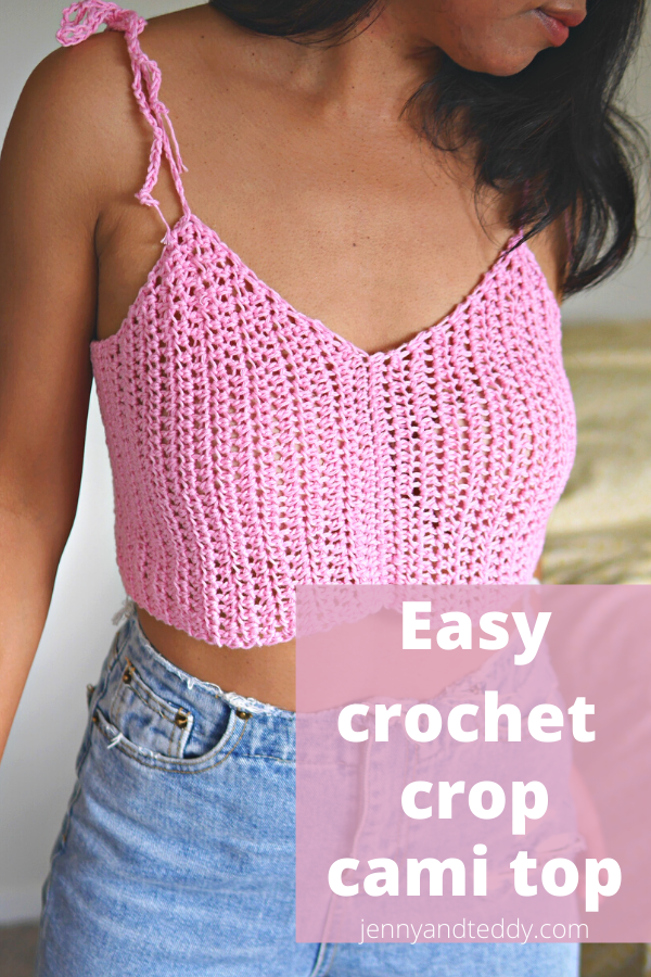 easy crochet crop cami top free pattern with video tutorial.
