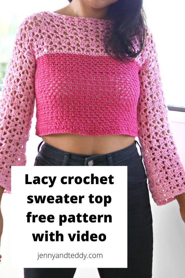 lace crochet sweater top free pattern with video tutorial