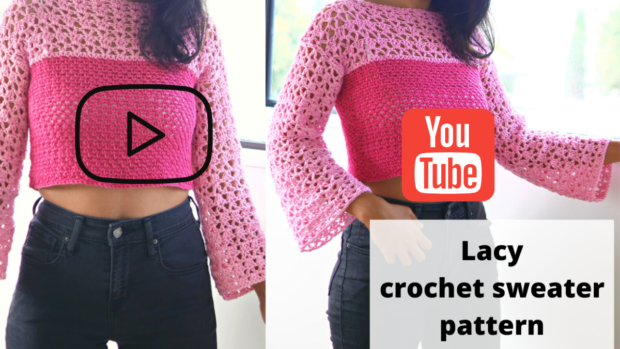 lacy crochet sweater top youtube tutorial.