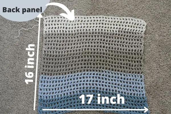 back panel for crochet opeen mesh top.