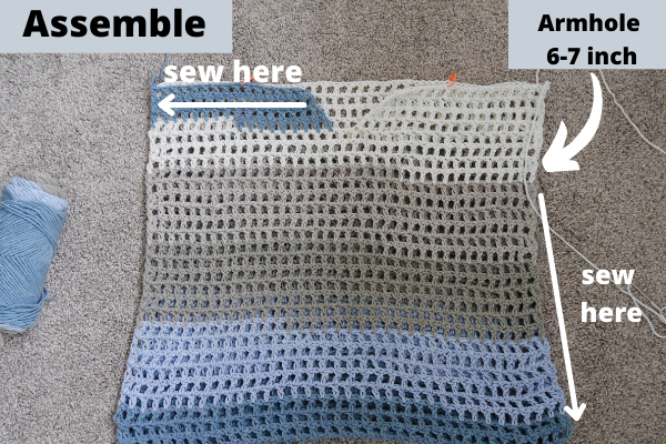 Assemble the easy crochet mesh top tee.