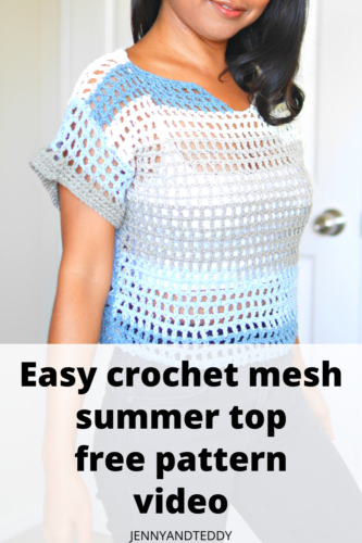 diy crochet mesh summer top free pattern with video tutorial.