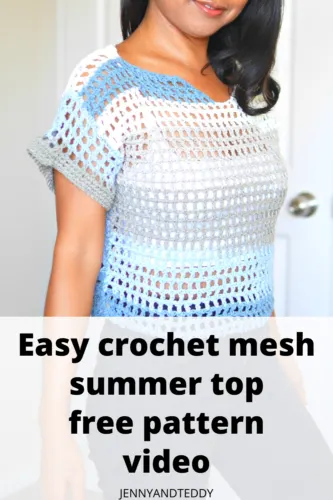 diy crochet mesh summer top free pattern with video tutorial.