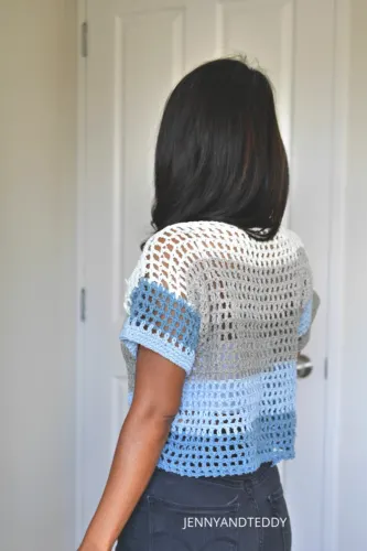 Simple crochet net top free pattern step by step video.