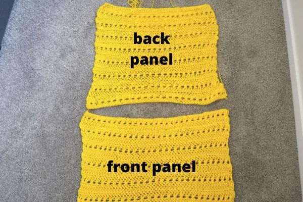 front panel and back panel for crochet pullover sweater.