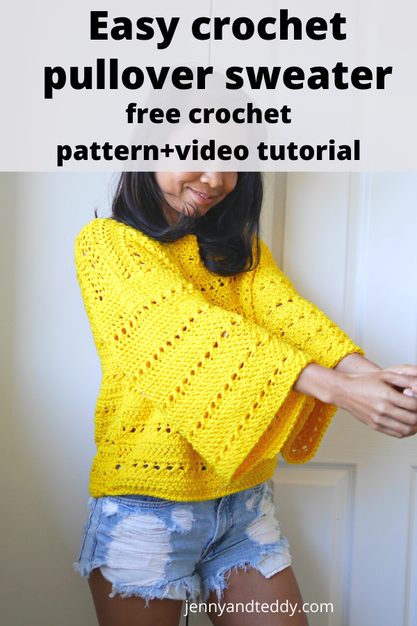 Simple crochet pullover sweater top tutorial.