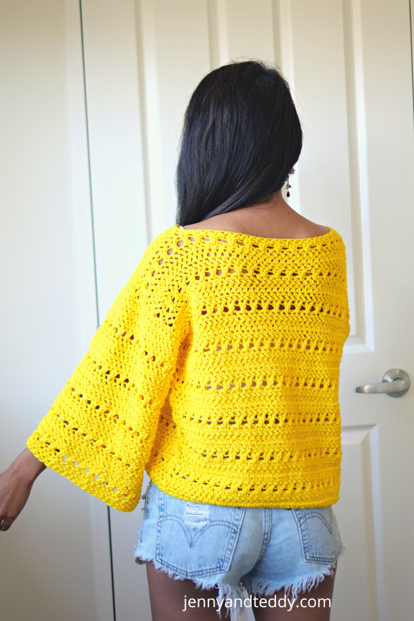 Easy crochet sweater top lace style free pattern.