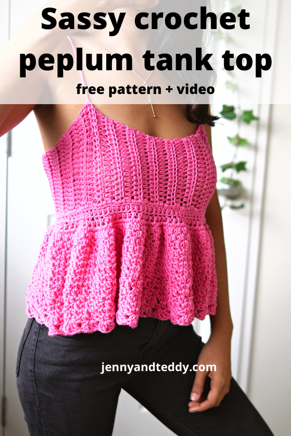 Sassy crochet peplum tank top free pattern step by step video.