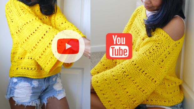 crochet pullover sweater top free pattern with youtube tutorial.