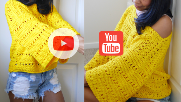 crochet pullover sweater  top free pattern with youtube tutorial.