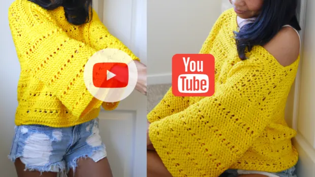 crochet pullover sweater  top free pattern with youtube tutorial.
