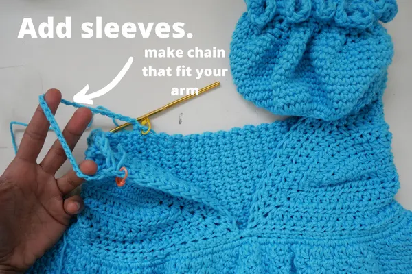 add crochet sleeves.