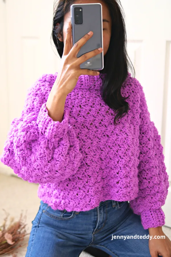 texture crochet sweater free pattern with video.
