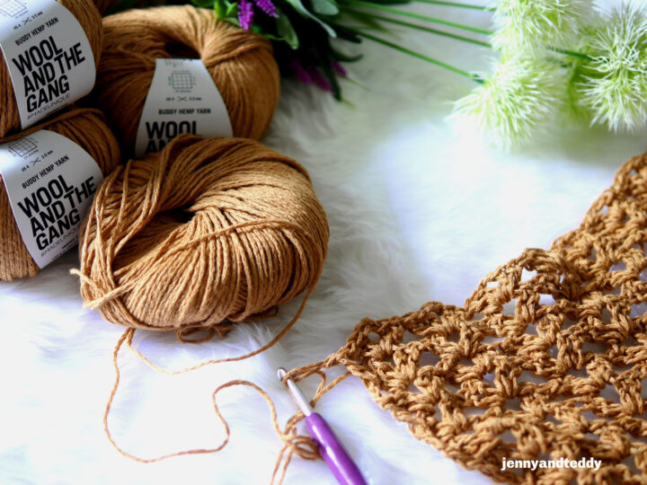wool and the gang buddy hemp yarn for crochet cardigan.