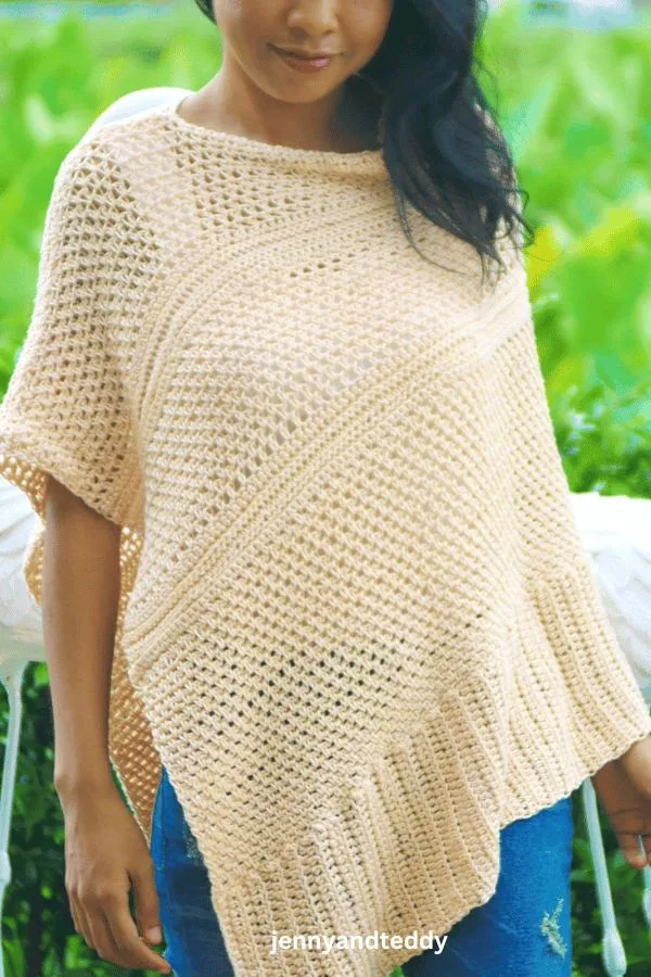 one rectangle crochet poncho wrap free pattern.