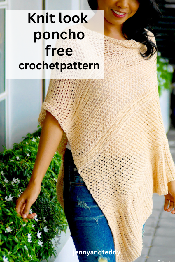 knit look poncho crochet free pattern.