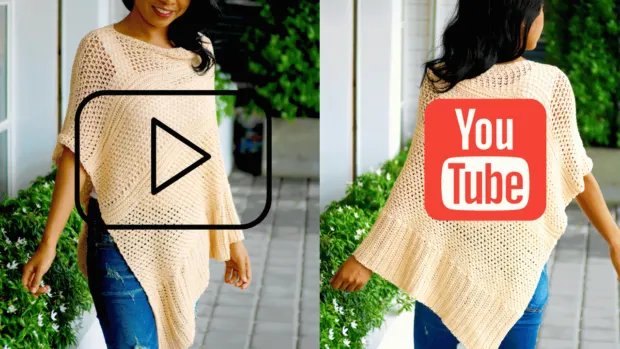 crochet knit stitch poncho youtube video tutorial.