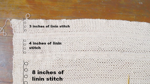crochet linen stitch in row to make rectangle.