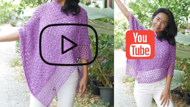 Easy summer poncho youtube video tutorial.