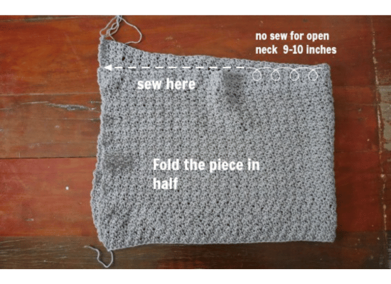 flow crochet rectangle in half.