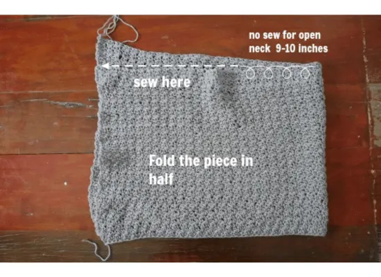 flow crochet rectangle in half.