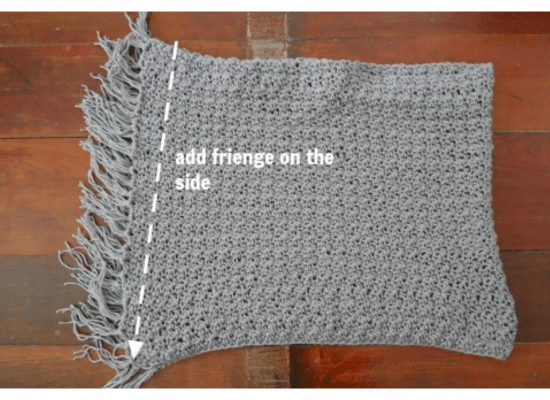 How to add fringed to poncho steo by step.