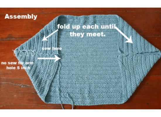 assemble crochet rectangle for a shrugdigan.