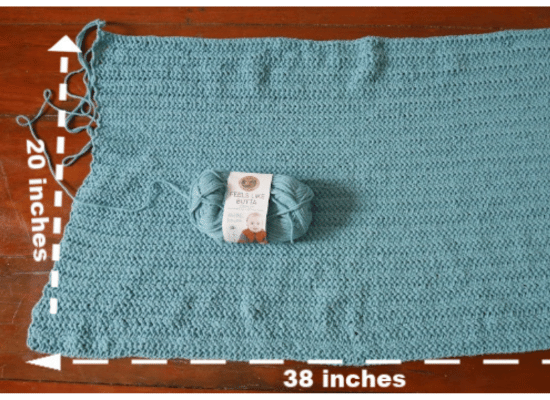 herringbone double crochet stitch in row for a rectangle.