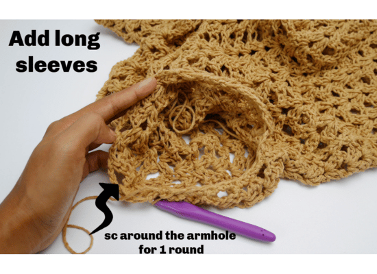 How to crochet a long sleeves cardi.