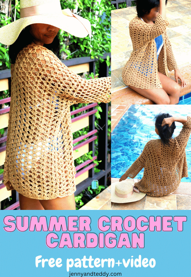 Lightweight crochet summer cardigan cover up free pattern.