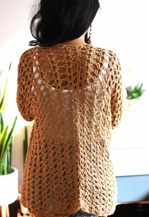 Lacy crochet cardigan free crochet pattern.