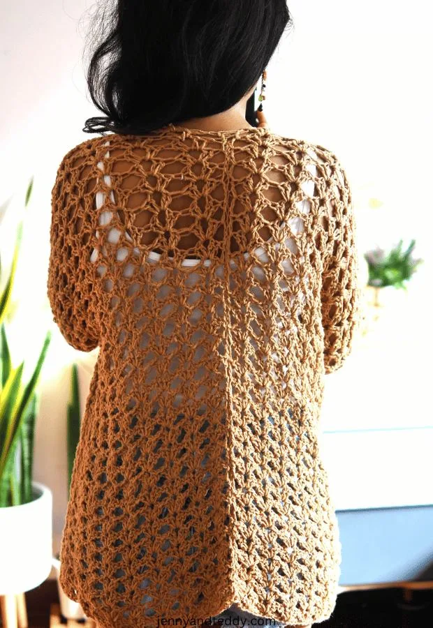 Lacy crochet cardigan free crochet pattern.