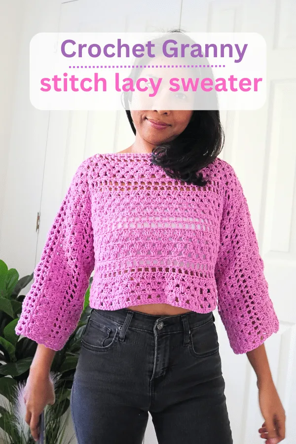 Modern crochet granny stitch sweater Jenny & Teddy