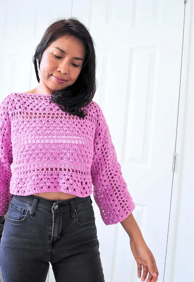 Easy lightweight crochet sweater.