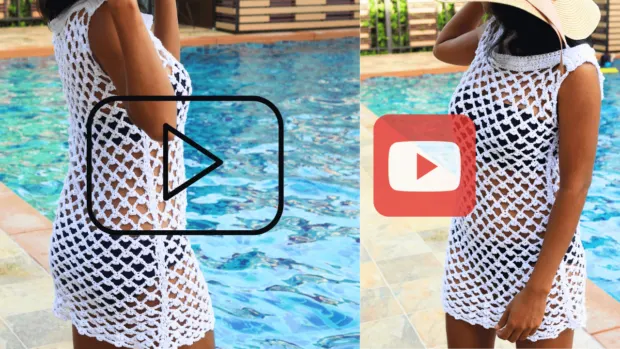 How to crochet easy summer dress beach cover up step by step.