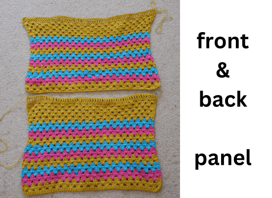 crochet front and back panel for crochet jumper.