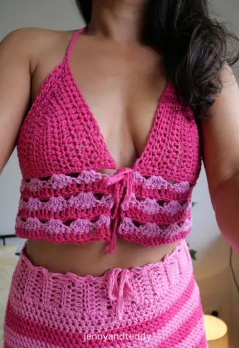 crochet top and skirt set.