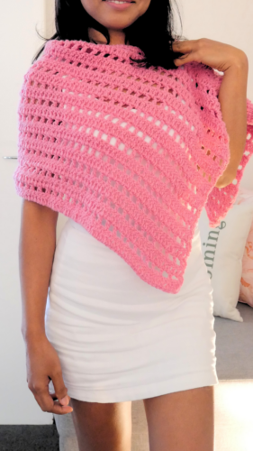 beginner lacy poncho from one rectangle